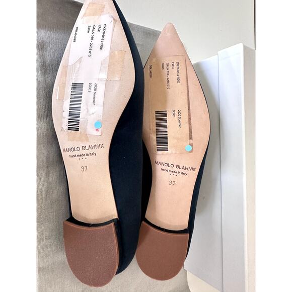 New Manolo Blahnik Ballet Flats Gala Blue Satin Pearls Crystal Embelishment 37 - Picture 5 of 7